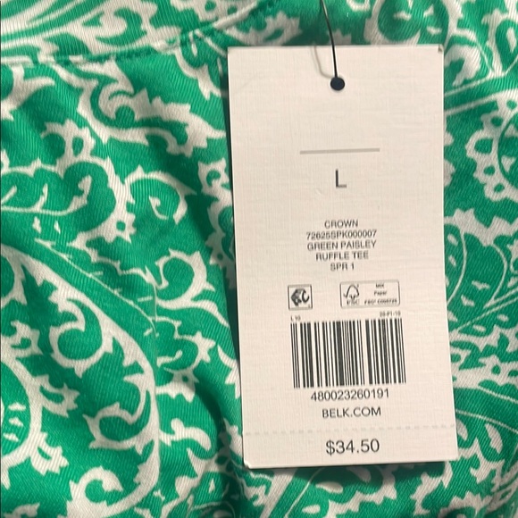 Crown & Ivy Green Paisley Women's Top - Picture 4 of 6